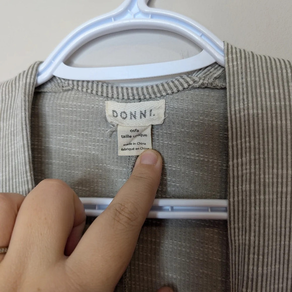 DONNI. Anthropologie Soft Ribbed Cardigan Sweater Gray Stripe One Size Fits All - Picture 3 of 10